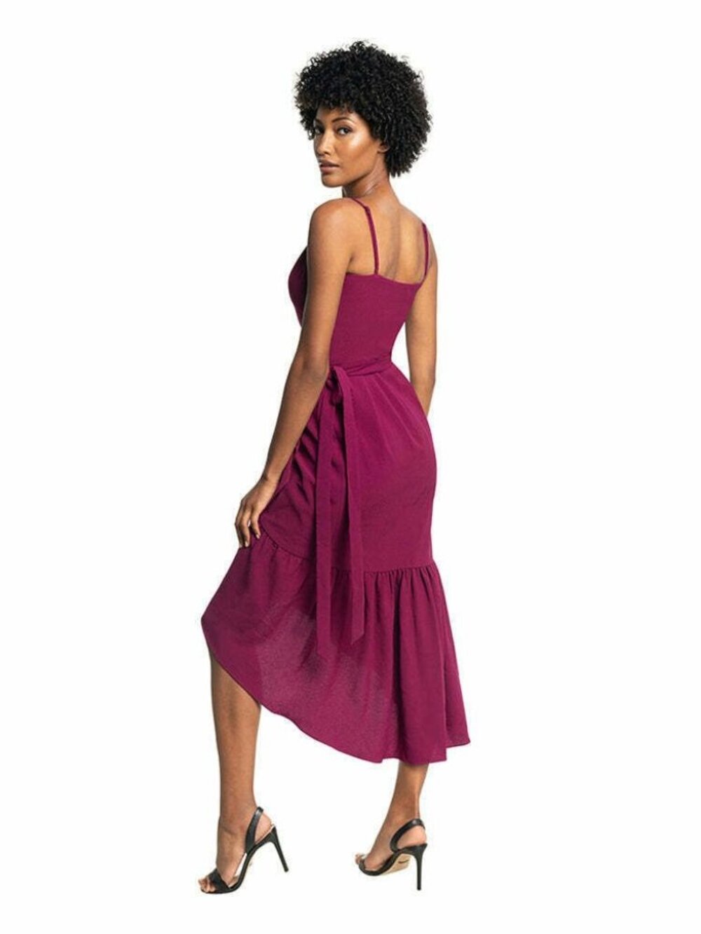 🆕DRESS THE POPULATION Delphine Wrap Dress Magenta Large 8-10 - Picture 4 of 12